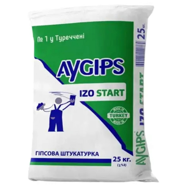 Шпаклівка гіпсова стартова Aygips IZO Start для ручного нанесення 25 кг