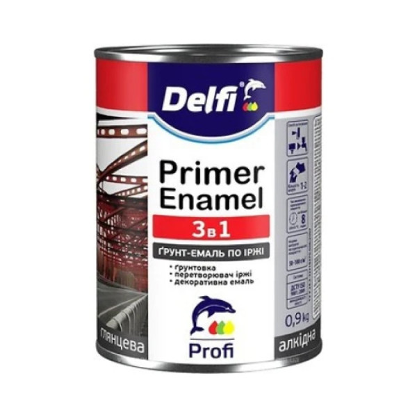 Ґрунт-емаль по іржі 3 в 1 Delfi графіт (0,9 кг)